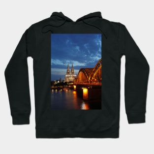 Cologne Cathedral, Dom, Hohenzollern Bridge, dusk, Cologne, Germany Hoodie